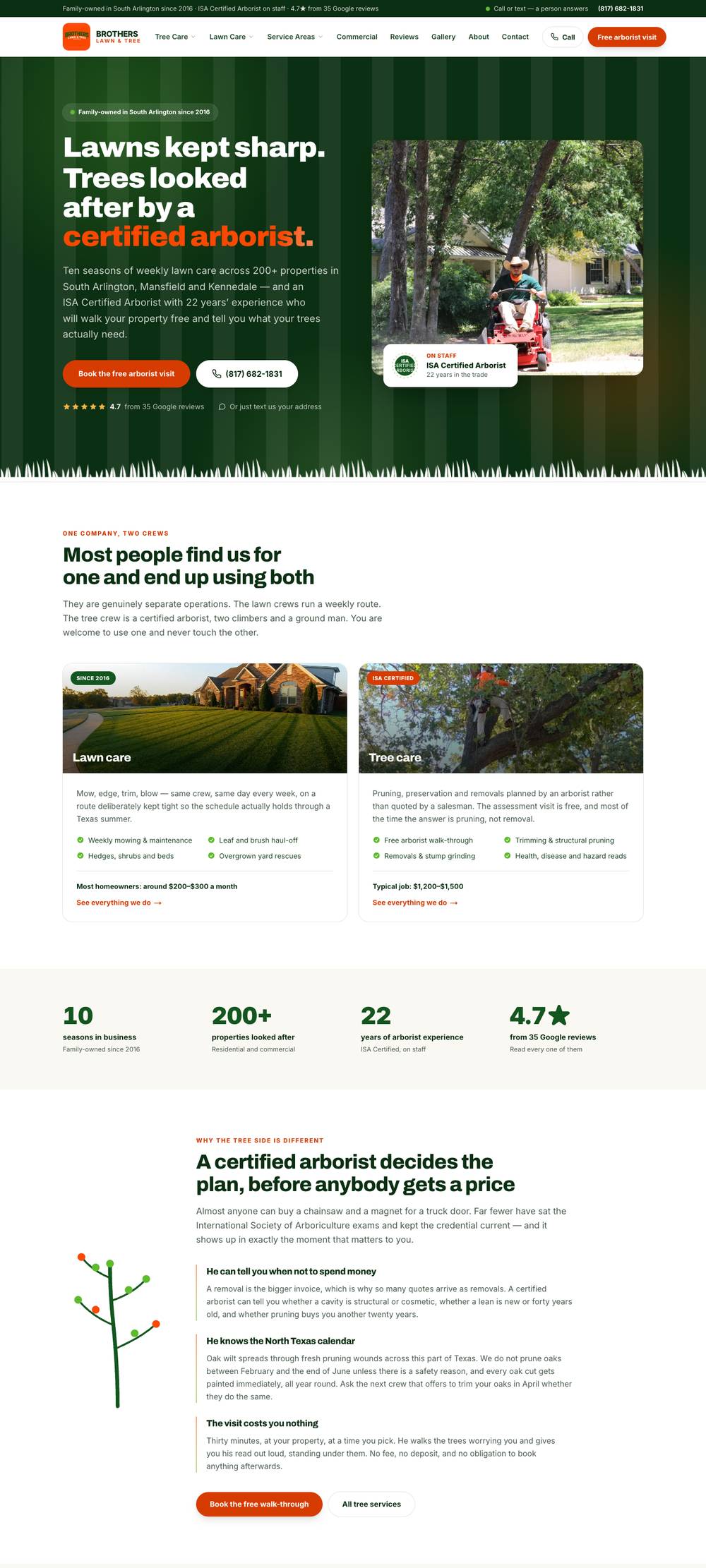 The Brothers Lawn & Tree Service website